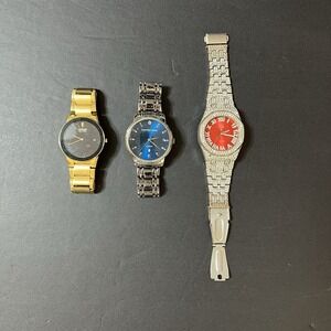 Lot of 3 Quartz Wristwatches Men's Gold Silver Tone  Citizen Geoffrey Beene Ice